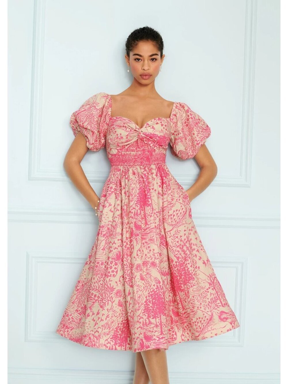 Hope for Flowers by Tracy Reese Womens Twist Frock A-line Midi Dress Size M Pink